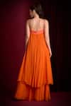 Shop_Aayushi Maniar_Orange Georgette, Crepe Embroidery, Sequins Tarangini Yoke Pleated Anarkali Set _at_Aza_Fashions