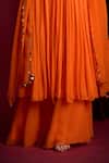 Buy_Aayushi Maniar_Orange Georgette, Crepe Embroidery, Sequins Tarangini Yoke Pleated Anarkali Set _Online_at_Aza_Fashions