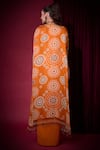 Shop_Aayushi Maniar_Orange Tissue, Georgette Sequins, Golakaari Printed Cape And Draped Skirt Set _at_Aza_Fashions