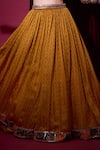 Aayushi Maniar_Mustard Tissue, Organza Sequins, Stones, Zari, Suryavanshi Printed Lehenga Set _Online_at_Aza_Fashions