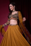 Shop_Aayushi Maniar_Mustard Tissue, Organza Sequins, Stones, Zari, Suryavanshi Printed Lehenga Set _Online_at_Aza_Fashions