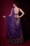 Shop_Aayushi Maniar_Blue Tissue, Crepe, Organza Embroidery, Zari, Indulekha Printed Lehenga Set _at_Aza_Fashions