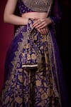 Aayushi Maniar_Blue Tissue, Crepe, Organza Embroidery, Zari, Indulekha Printed Lehenga Set _at_Aza_Fashions