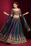 Buy_Aayushi Maniar_Green Silk Embroidery, Zari, Sequins, Beads, Mohini Multi Panelled Lehenga Set _at_Aza_Fashions