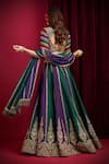 Shop_Aayushi Maniar_Green Silk Embroidery, Zari, Sequins, Beads, Mohini Multi Panelled Lehenga Set _at_Aza_Fashions