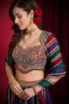 Aayushi Maniar_Green Silk Embroidery, Zari, Sequins, Beads, Mohini Multi Panelled Lehenga Set _at_Aza_Fashions