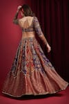 Shop_Aayushi Maniar_Red Organza, Tissue Embroidery, Sequins, Rajmala Multi Panelled Lehenga Set _at_Aza_Fashions