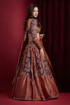 Aayushi Maniar_Red Organza, Tissue Embroidery, Sequins, Rajmala Multi Panelled Lehenga Set _Online_at_Aza_Fashions