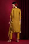Shop_Aayushi Maniar_Mustard Organza Embroidery, Sequins, Beads, Ira Printed Kaftan And Pant Set _at_Aza_Fashions
