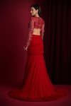 Shop_Aayushi Maniar_Red Georgette, Net Embroidery, Beads, Sequins Kaira Mermaid Lehenga And Blouse Set _at_Aza_Fashions