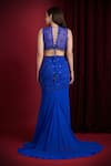 Shop_Aayushi Maniar_Blue Georgette, Net Beads, Embroidery, Sequins Indra Draped Mermaid Lehenga Set _at_Aza_Fashions