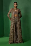 Buy Ridhima Bhasin Blue Chiffon, Organza Sequins, Beads, Seren Printed Jacket Sharara Set at Aza Fashions Buy_Ridhima Bhasin_Blue Chiffon, Organza Sequins, Beads, Seren Printed Jacket Sharara Set _at_Aza_Fashions