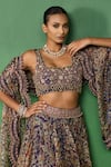 Ridhima Bhasin_Blue Organza Beads, Sequins, Embroidery, Zari Ovelyn Printed Blouse Lehenga Set _at_Aza_Fashions