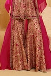 Ridhima Bhasin_Pink Chanderi Embroidery, Zari Sweetheart Neck, Open Eirah Cape Sharara Set _Online_at_Aza_Fashions
