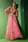 Buy_Ridhima Bhasin_Pink Organza Embroidery, Beads, Zari Sweetheart Neck Alora Printed Lehenga Set _Online_at_Aza_Fashions