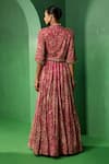 Shop_Ridhima Bhasin_Pink Georgette Embroidery, Beads, Tassels Round Neck, Gulnaar Jacket Skirt Set _at_Aza_Fashions