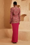Shop_Ridhima Bhasin_Pink Silk, Crepe Embroidery, Beads, Sequins Sweetheart Elysia Blazer Skirt Set _at_Aza_Fashions