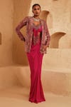 Buy_Ridhima Bhasin_Pink Silk, Crepe Embroidery, Beads, Sequins Sweetheart Elysia Blazer Skirt Set _at_Aza_Fashions