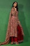 Buy_Ridhima Bhasin_Red Georgette, Chanderi Embroidery, Zari, Gota Arsia Printed Kurta Palazzo Set 