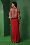 Shop_Ridhima Bhasin_Red Georgette, Crepe Embroidery, Sequins, Beads Abeer Jacket Draped Skirt Set _at_Aza_Fashions