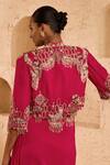 Buy_Ridhima Bhasin_Fuchsia Organza, Crepe Beads, Sequins, Fringe, Miasha Jacket And Skirt Set _Online_at_Aza_Fashions