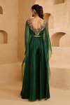 Shop_Ridhima Bhasin_Green Organza, Crepe Beads, Embroidery Zivah Embellished Kaftan And Pant Set _at_Aza_Fashions