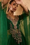 Ridhima Bhasin_Green Organza, Crepe Beads, Embroidery Zivah Embellished Kaftan And Pant Set _Online_at_Aza_Fashions