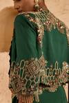 Ridhima Bhasin_Green Organza, Crepe Sequins, Beads, Rivana Embroidered Jacket Skirt Set _Online_at_Aza_Fashions