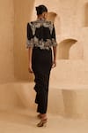 Shop_Ridhima Bhasin_Black Organza, Crepe Beads, Sequins, Lustre Embellished Jacket Skirt Set _at_Aza_Fashions