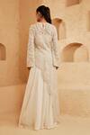 Shop_Ridhima Bhasin_Ivory Net, Organza Beads, Embroidery Round Neck Noorah Kurta Palazzo Set _at_Aza_Fashions