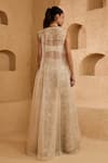 Shop_Ridhima Bhasin_Ivory Net, Organza Embroidery, Sequins Round Neck, Liora Jacket Pant Set _at_Aza_Fashions