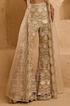 Ridhima Bhasin_Ivory Net, Organza Embroidery, Sequins Round Neck, Liora Jacket Pant Set _Online_at_Aza_Fashions