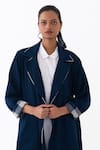 Buy_Three_Navy Wool, Cotton Collared Notch Overlay Jacket Pant Set _Online_at_Aza_Fashions