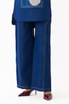 Buy_Three_Blue Denim Embroidery Collared Patchwork Top And Pant Set _Online_at_Aza_Fashions