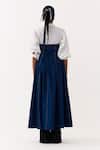 Shop_Three_Blue Denim, Cotton, Poplin Bandeau Neck, Panelled Shirt With Corset Dress _at_Aza_Fashions