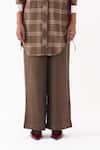 Buy_Three_Brown Round Neck Checkered Pattern Shirt With Pant _Online_at_Aza_Fashions