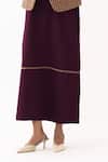 Three_Wine Twill Round Neck Quilted Vest With Midi Dress _Online_at_Aza_Fashions
