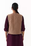 Shop_Three_Wine Twill Round Neck Quilted Vest With Midi Dress _at_Aza_Fashions