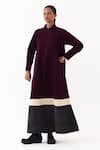 Buy_Three_Wine Corduroy Turtle Neck Maxi Dress _at_Aza_Fashions