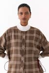 Buy_Three_Brown Round Neck Checkered Pattern Shirt 