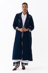 Shop_Three_Navy Wool Collared Notch Overlay Jacket _Online_at_Aza_Fashions
