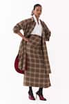 Buy_Three_Brown Collared Checkered Pattern Jacket 