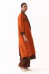 Three_Orange Melange Trench Overlay Jacket _Online_at_Aza_Fashions