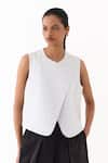 Buy_Three_Ivory Round Neck Splash Print Overlap Vest _at_Aza_Fashions