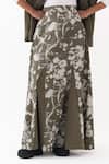 Buy_Three_Olive Green Twill Floral Print Circular Skirt _Online_at_Aza_Fashions