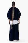 Shop_Three_Navy Corduroy Box Pleated Palazzo _at_Aza_Fashions