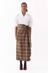 Buy Three Brown Checkered Print Twist Skirt Online at Aza Fashions Buy_Three_Brown Checkered Print Twist Skirt _Online_at_Aza_Fashions