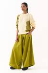 Buy_Three_Green Handloom Cotton Drop Crotch Pant _at_Aza_Fashions