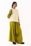 Buy_Three_Green Handloom Cotton Drop Crotch Pant _Online_at_Aza_Fashions