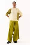 Shop_Three_Green Handloom Cotton Drop Crotch Pant _Online_at_Aza_Fashions